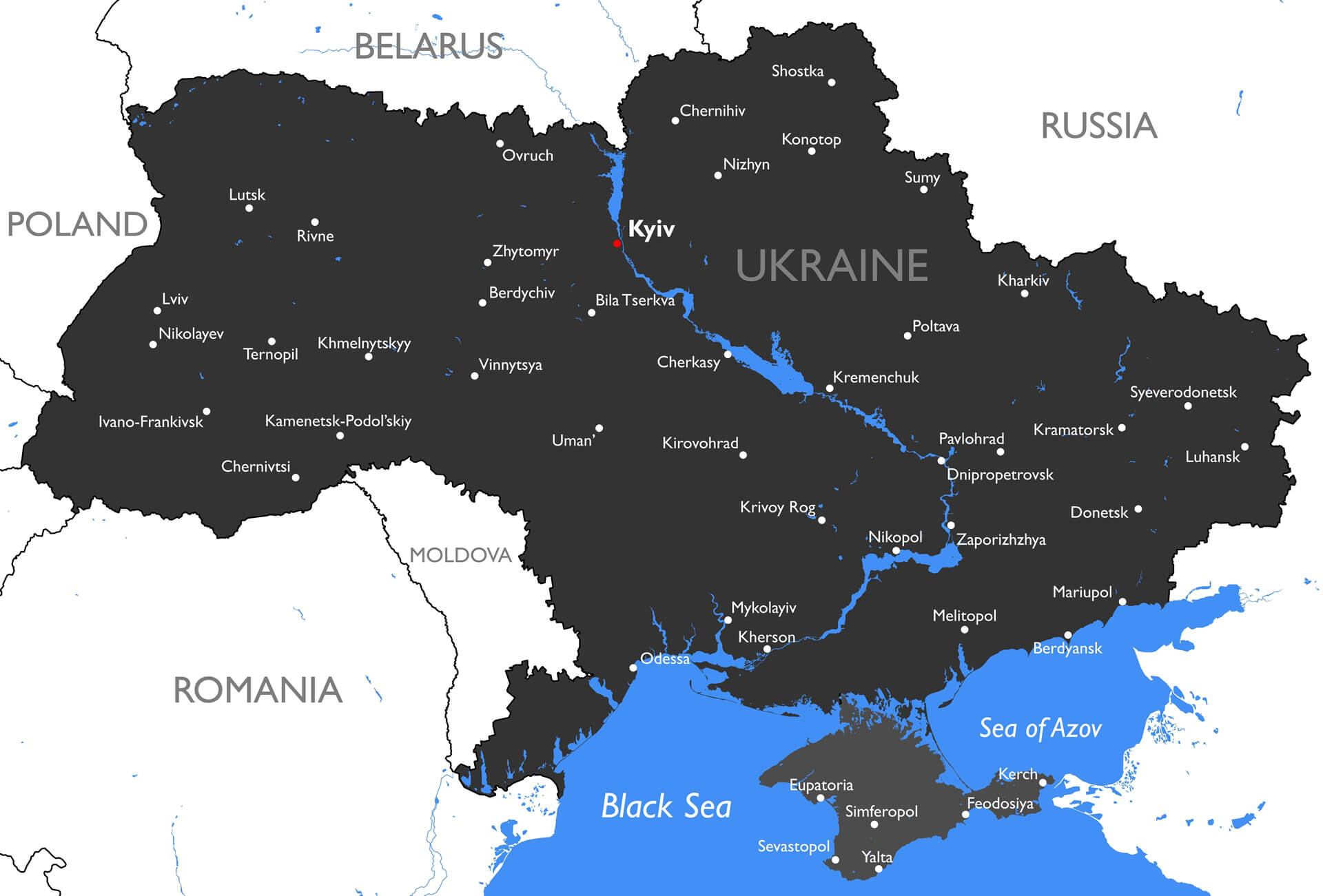 Vektör Detaylı Renk Ukrayna Haritası
